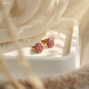 BTV135 Bông tai vàng Senyda hồ ly Ruby nhỏ