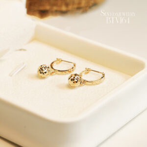 BTV164 Bông tai vàng Senyda khoen giác châu giác 6mm treo