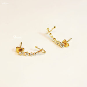 BTV204 Bông tai vàng Senyda dãy nụ đá kẹp vành