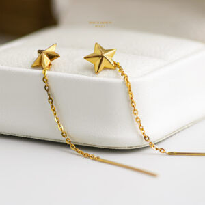 BTV211 Bông tai vàng Senyda ngôi sao trơn dây xỏ sau dài