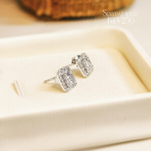 BTV250 Bông tai vàng Senyda barget viền vuông bo góc