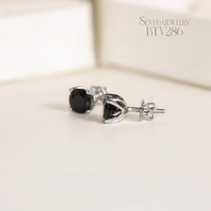 BTV286 Bông tai vàng Senyda nụ đá 4 chấu đế cánh hoa