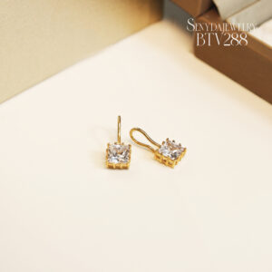 BTV288 Bông tai vàng Senyda móc câu 1 hột vuông