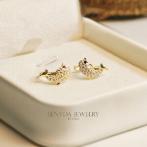 BTV304 Bông tai vàng Senyda cá heo đá