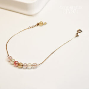 LTV074 Lắc tay vàng Senyda đá Thạch anh tóc xỏ ngang