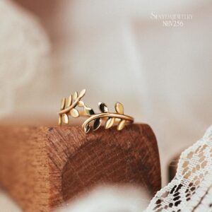 NHV265 Nhẫn vàng Senyda vòng lá trơn hở