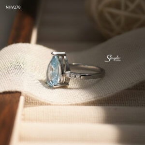 NHV278 Nhẫn vàng Senyda đá Topaz xanh giọt nước