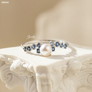 NHV341 Nhẫn vàng Senyda ngọc trai kết đá Sapphire