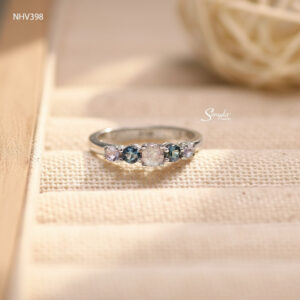 NHV398 Nhẫn vàng Senyda 5 hột cao thấp