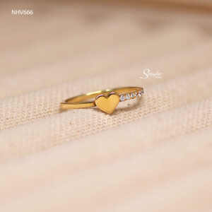 NHV666 Nhẫn vàng Senyda mặt tim trơn đai tấm 1 bên