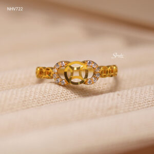 NHV722 Nhẫn vàng Senyda 3 đồng tiền đá giác