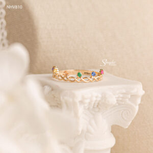 NHV810 Nhẫn vàng Senyda vương miện đá nhiều màu