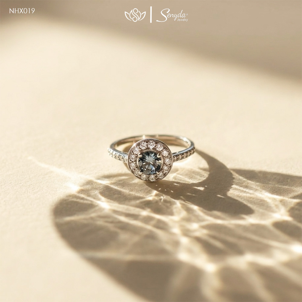 NHX019 Nhẫn kim cương Senyda halo tròn