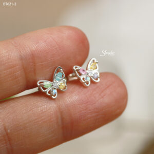 BT621 Bông tai bạc Senyda bướm đá màu