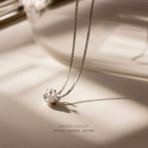 MDV353 Dây chuyền kim cương Senyda mặt 4 chấu vuông đế hạt đậu