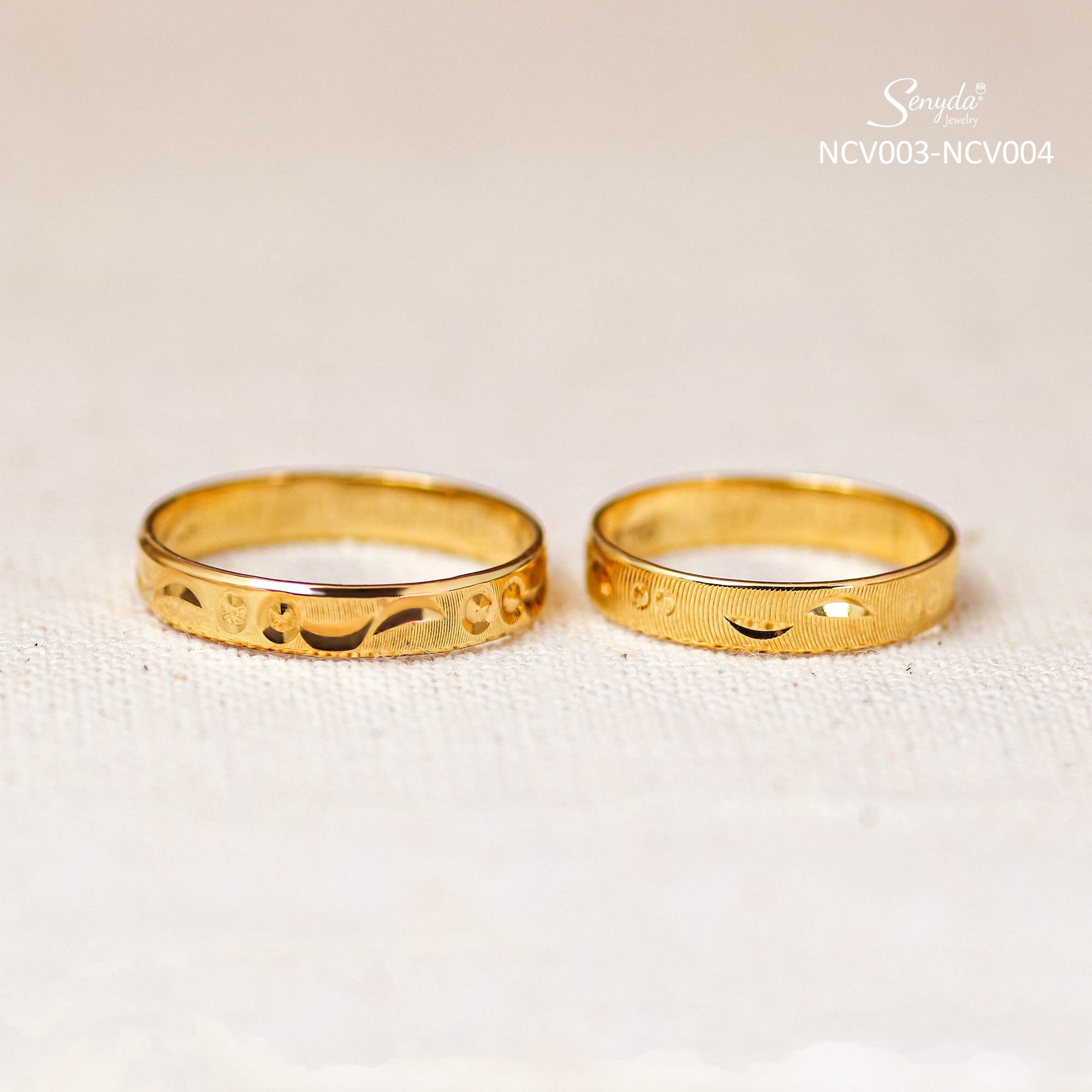 NCV003-NCV004 Nhẫn cưới vàng Senyda Mặt Trăng vòng tròn
