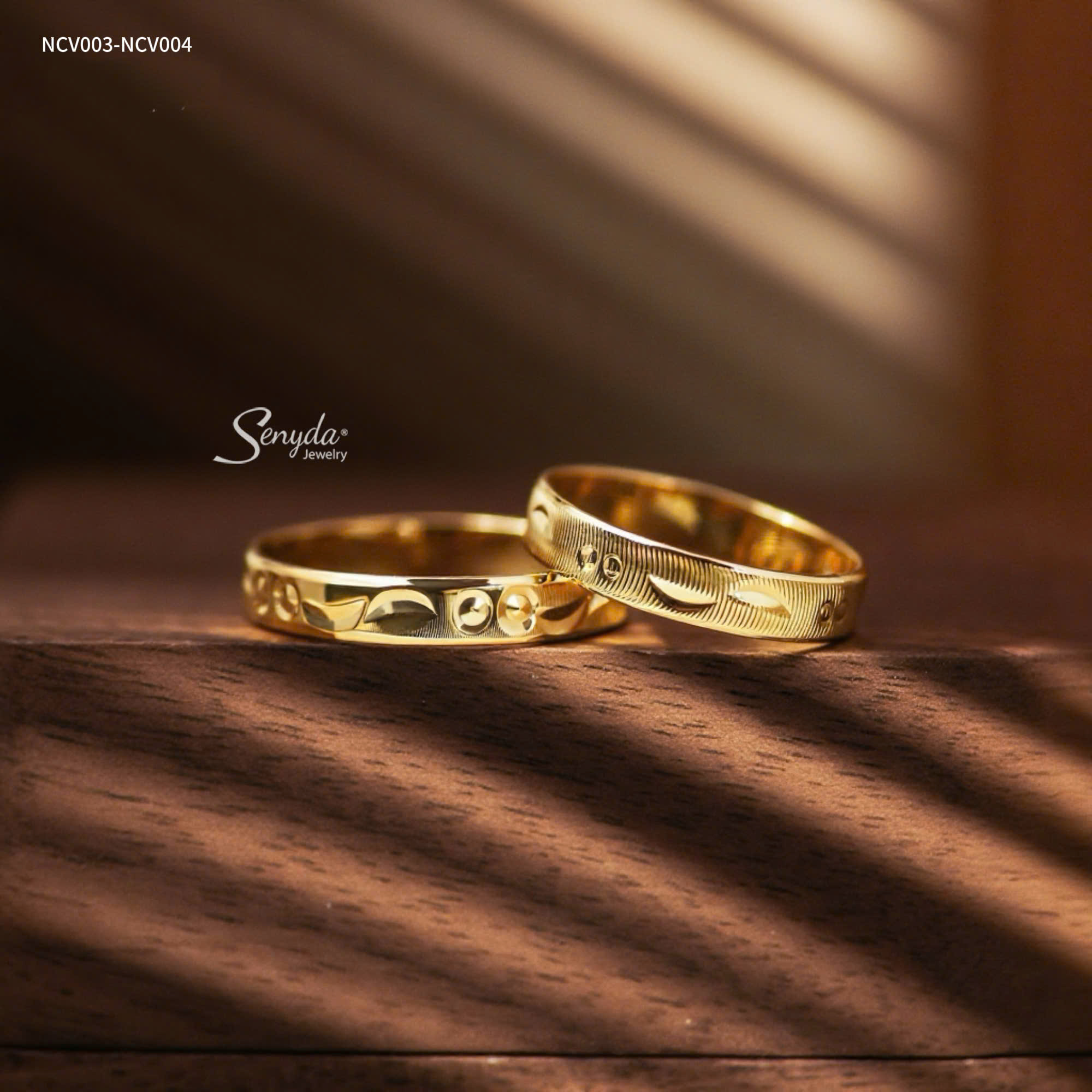 NCV003-NCV004 Nhẫn cưới vàng Senyda Mặt Trăng vòng tròn