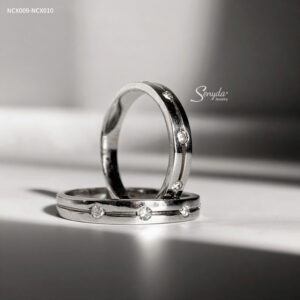 NCX009-NCX010 Nhẫn cưới kim cương Senyda dãy tấm giữa