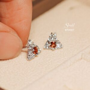 BTV007 Bông tai vàng Senyda tam giác đá Tourmaline cam