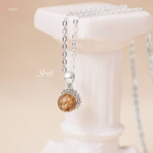 DC671 Dây chuyền bạc Ý Senyda đá Thạch anh tóc viền hoa Mặt trời nhỏ