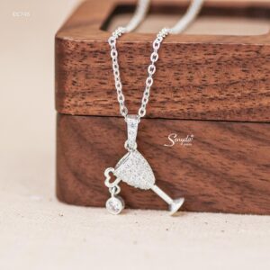 DC748 Dây chuyền bạc Ý Senyda ly đá giác tim nụ đá treo