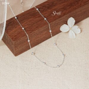 DC945 Dây chuyền bạc Ý Senyda chữ cong xen bi trơn nhỏ