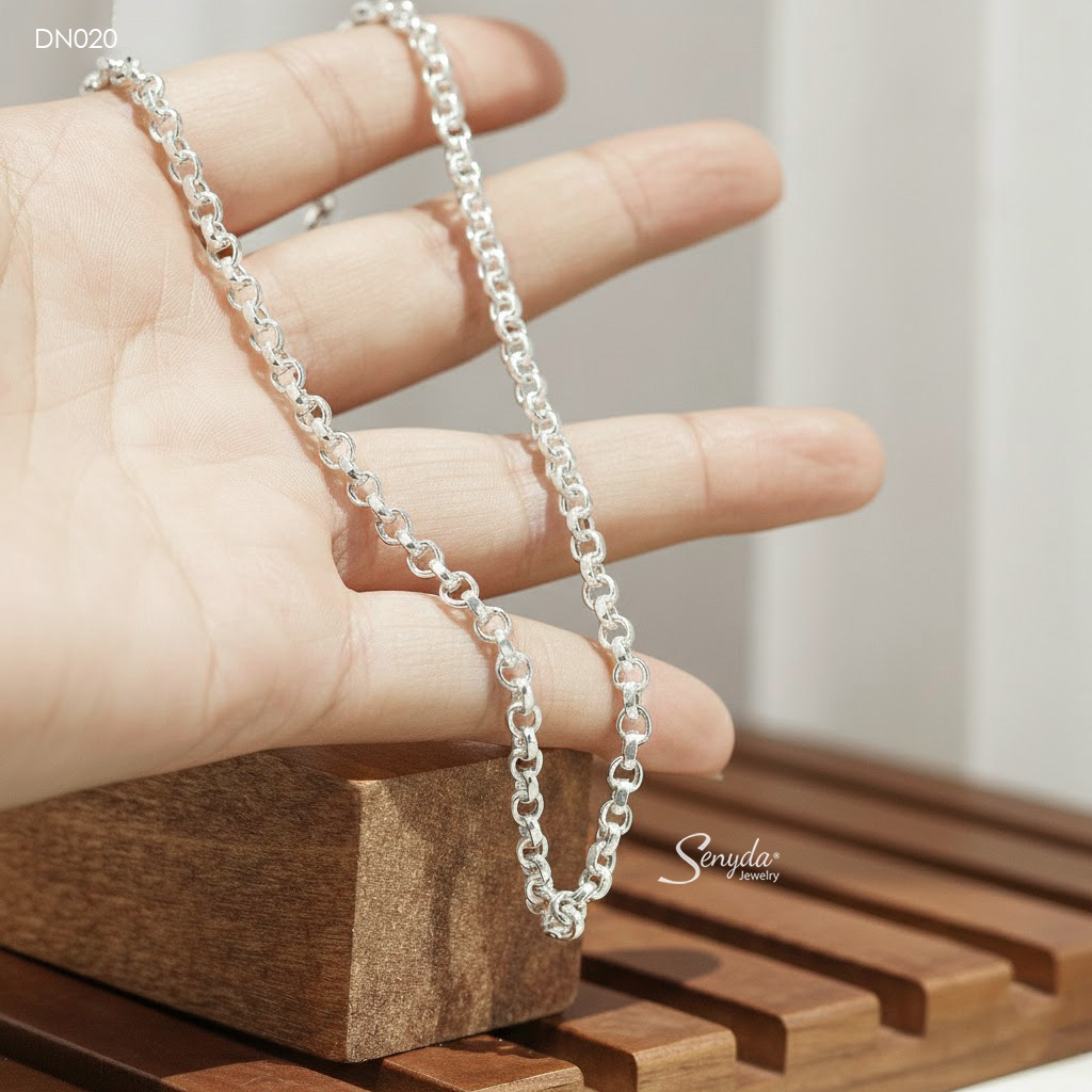 DN020 Dây chuyền bạc Senyda chữ cong tròn vừa cho nam