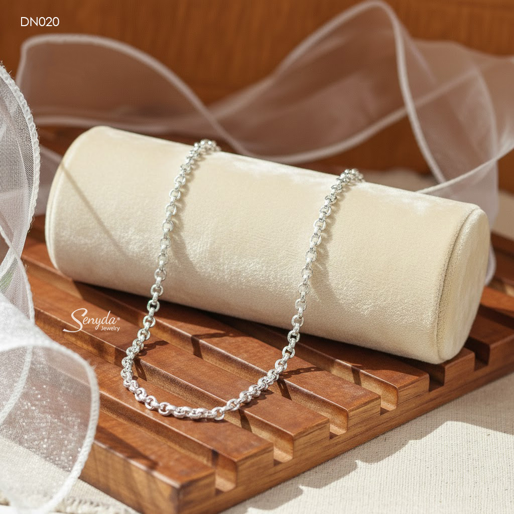 DN020 Dây chuyền bạc Senyda chữ cong tròn vừa cho nam