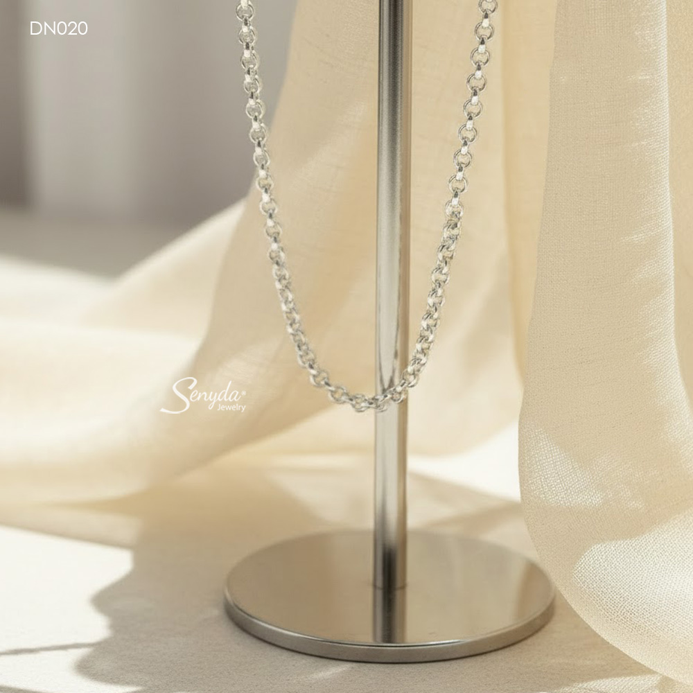 DN020 Dây chuyền bạc Senyda chữ cong tròn vừa cho nam