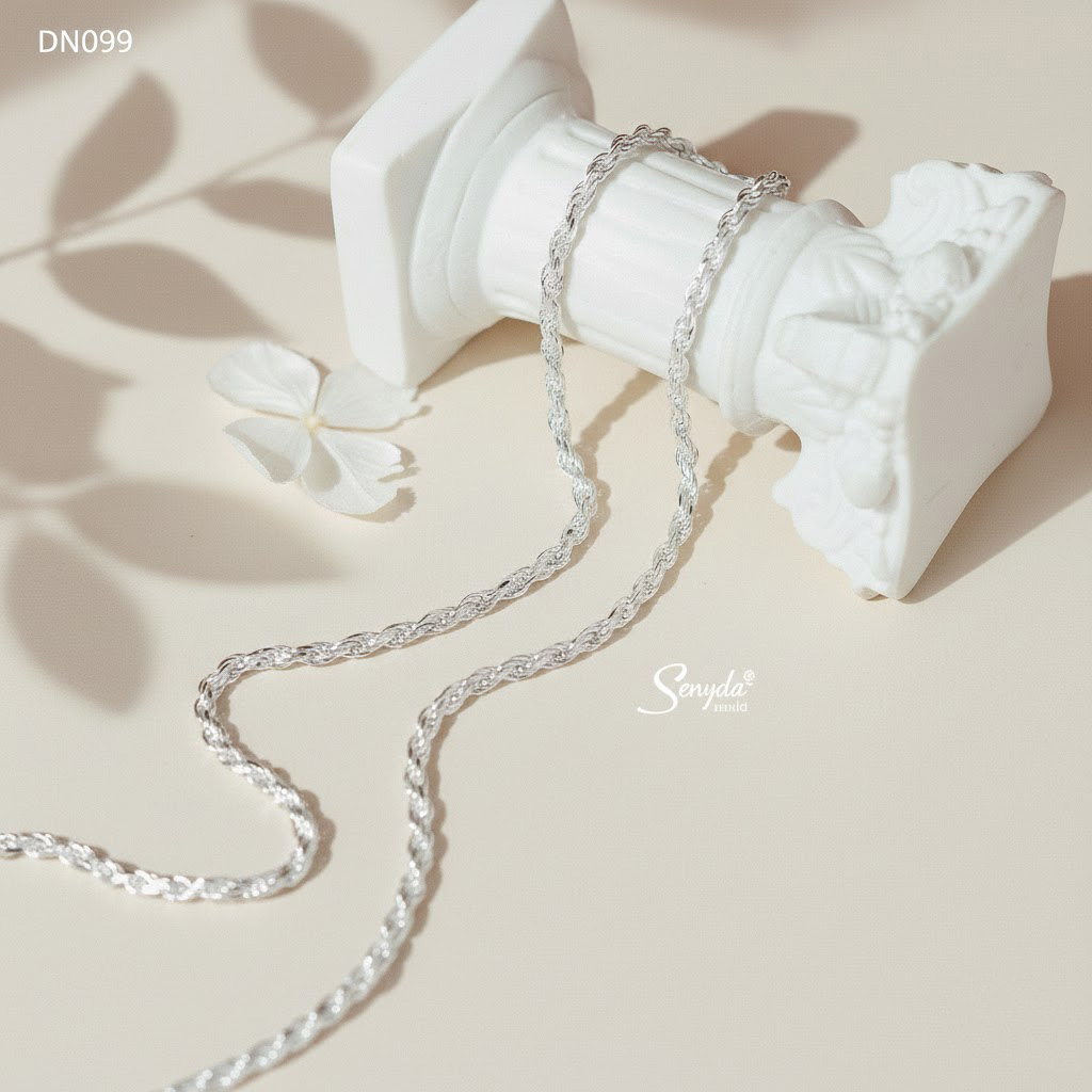 DN099 Dây chuyền bạc Senyda xoắn thừng ống cho nam