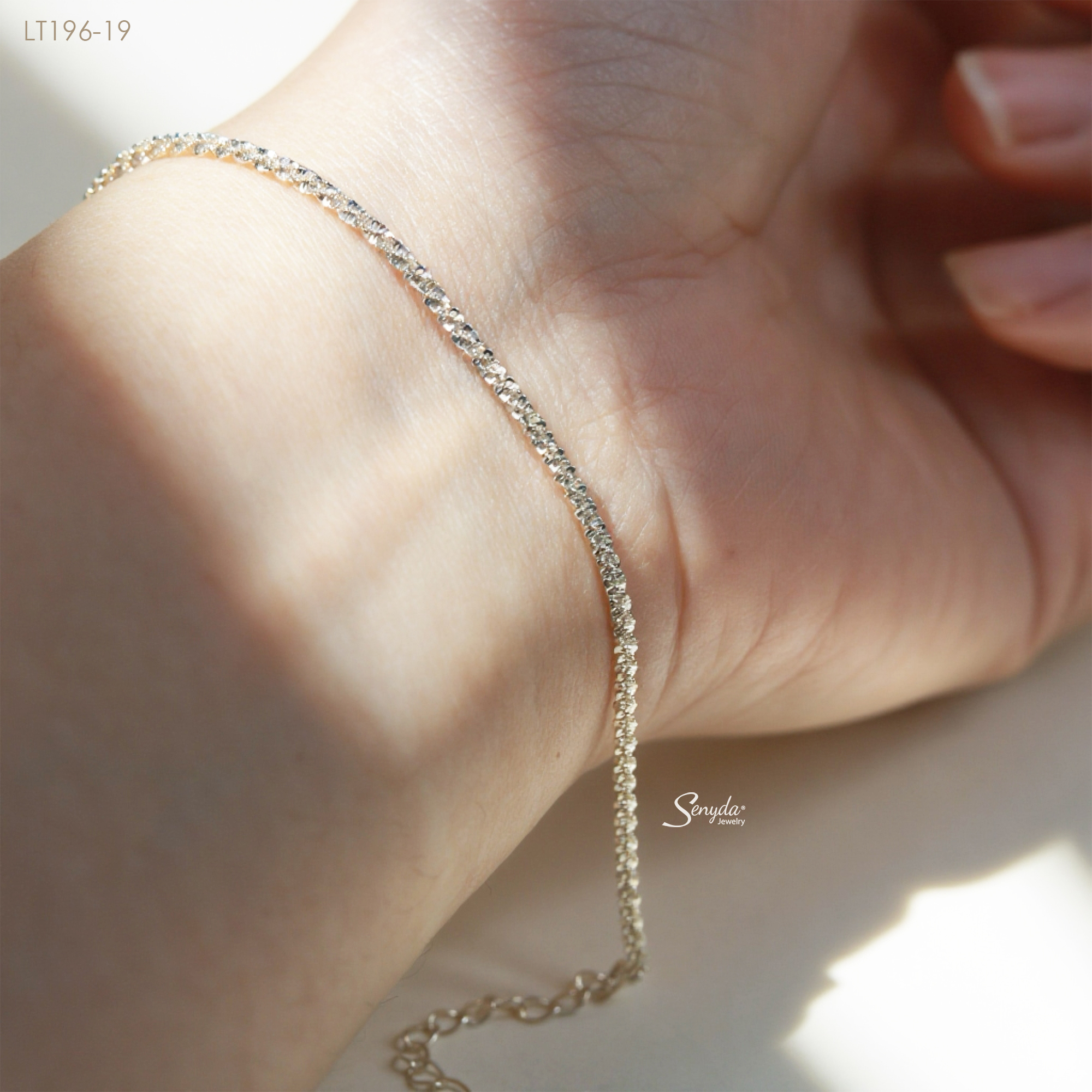 LT196 Lắc tay bạc Ý Senyda dây xoắn bông mai