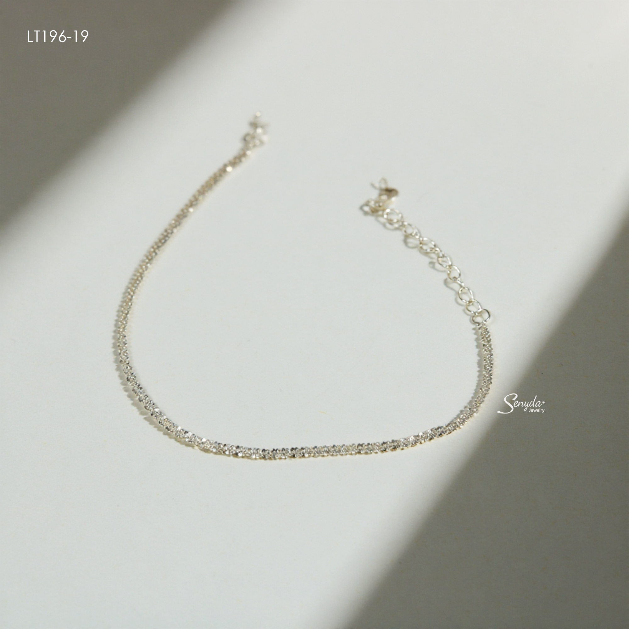 LT196 Lắc tay bạc Ý Senyda dây xoắn bông mai - Ảnh 4