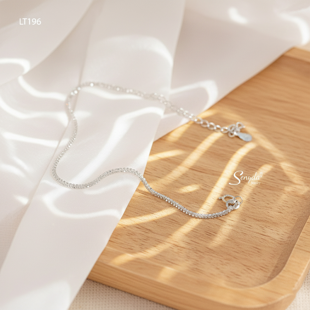 LT196 Lắc tay bạc Ý Senyda dây xoắn bông mai