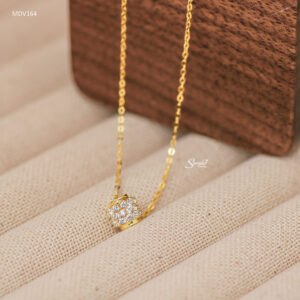 MDV164 Dây chuyền vàng Senyda mặt trụ 3 dãy đá xỏ nhỏ