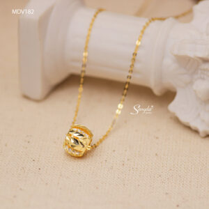 MDV182 Dây chuyền vàng Senyda mặt châu giác lá xen đá ngang xỏ
