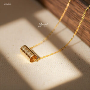 MDV444 Dây chuyền vàng Senyda mặt trụ rãnh xoắn trơn xỏ