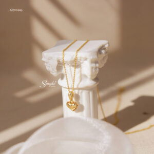 MDV446 Dây chuyền vàng Senyda mặt im trơn viền bi nhỏ