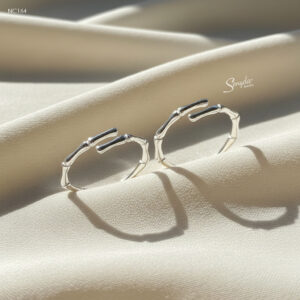 NC164 Nhẫn đôi bạc Ý Senyda mắc tre hở