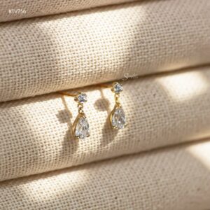 BTV756 Bông tai vàng Senyda nụ giọt nước đá treo