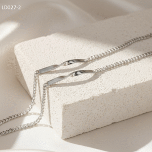 LD027 Lắc đôi bạc Ý Senyda khoen lật vừa mặt bản xoắn