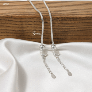 LD091 Lắc đôi bạc Ý Senyda mì trụ xỏ bi tim phồng trơn