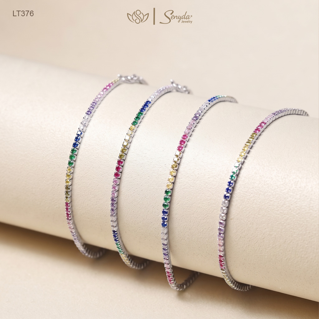 LT376 Lắc tay bạc Ý Senyda tennis đá màu