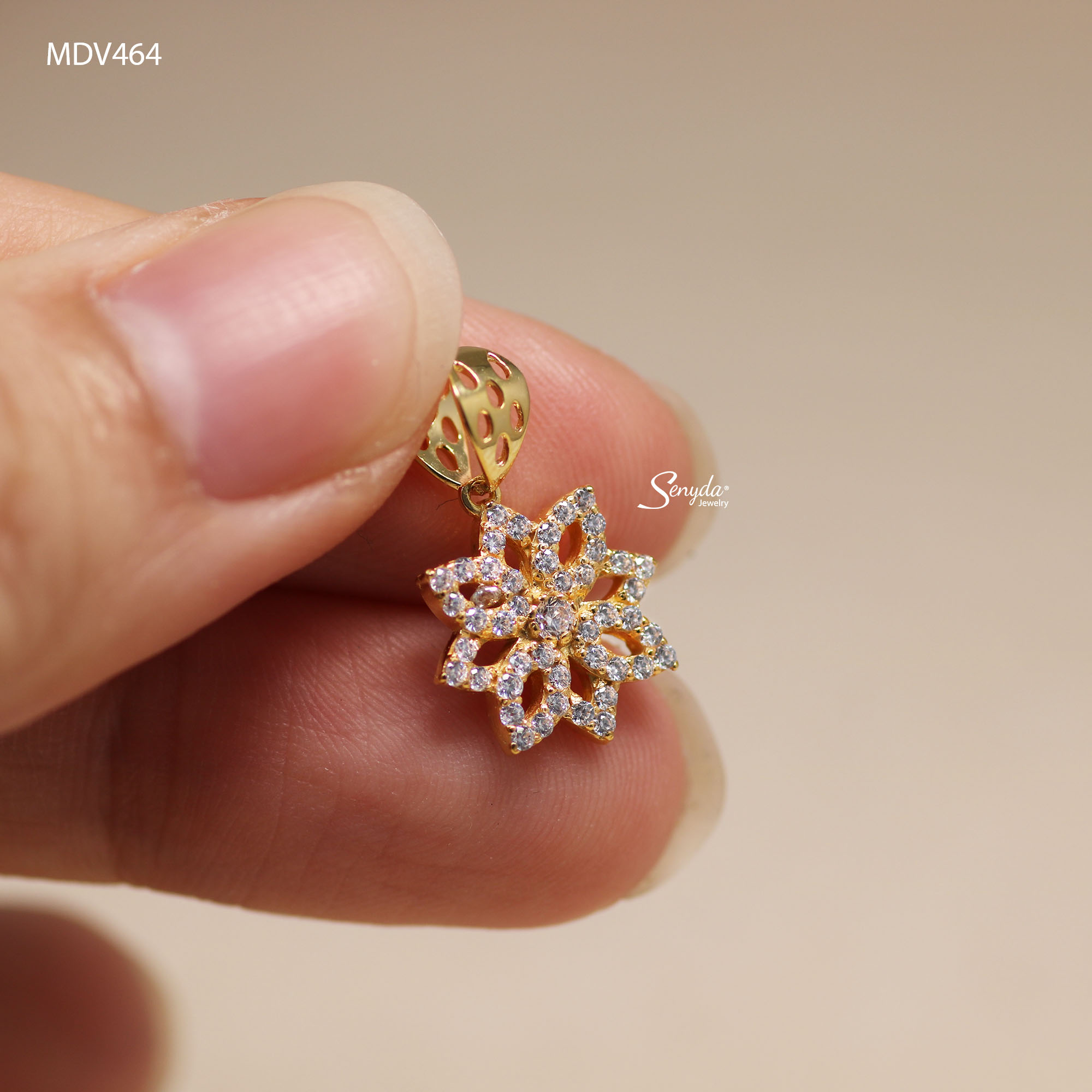MDV464 Dây chuyền vàng Senyda mặt hoa 8 cánh full đá