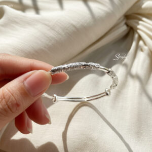 VT300 Vòng tay bạc Senyda hoa văn lá quấn