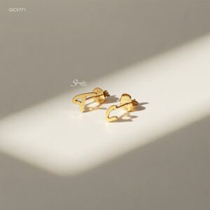 BTV024-M Bông tai vàng custom Senyda chữ cái