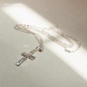 MN023 Dây chuyền bạc nam Senyda Mặt Thánh giá trơn hoa văn nhỏ