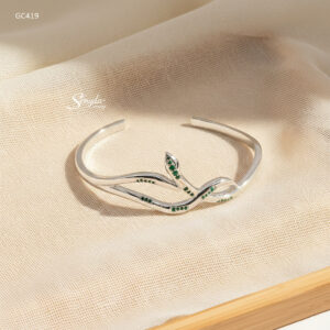 GC419 Vòng tay bạc Senyda rắn quấn thân cẩn đá hở