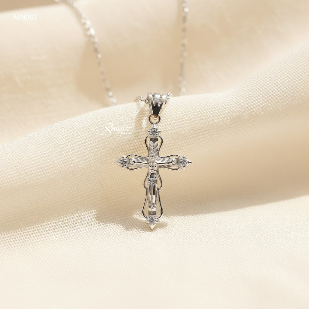 MN007 Dây chuyền bạc nam Senyda Mặt Thánh giá nụ đá mũi tên