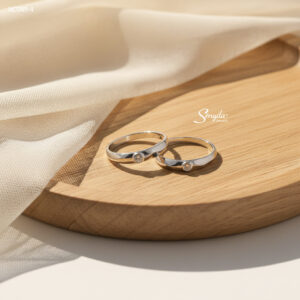 NC089 Nhẫn đôi bạc Ý Senyda hột nhô cao