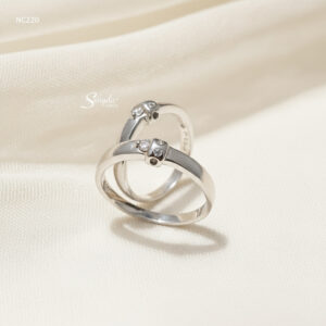 NC220 Nhẫn đôi bạc Ý Senyda 1 hột quấn hàng đá